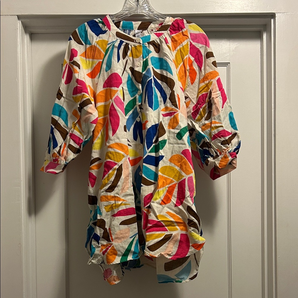 Tabitha Brown for Target Colorful Leaf Print Tunic/Swim Coverup - Small